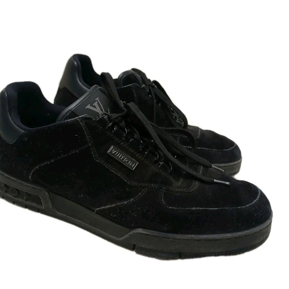 Louis Vuitton Virgil Abloh Low Top Shoes 10 Black Suede Leather Sneaker Trainers